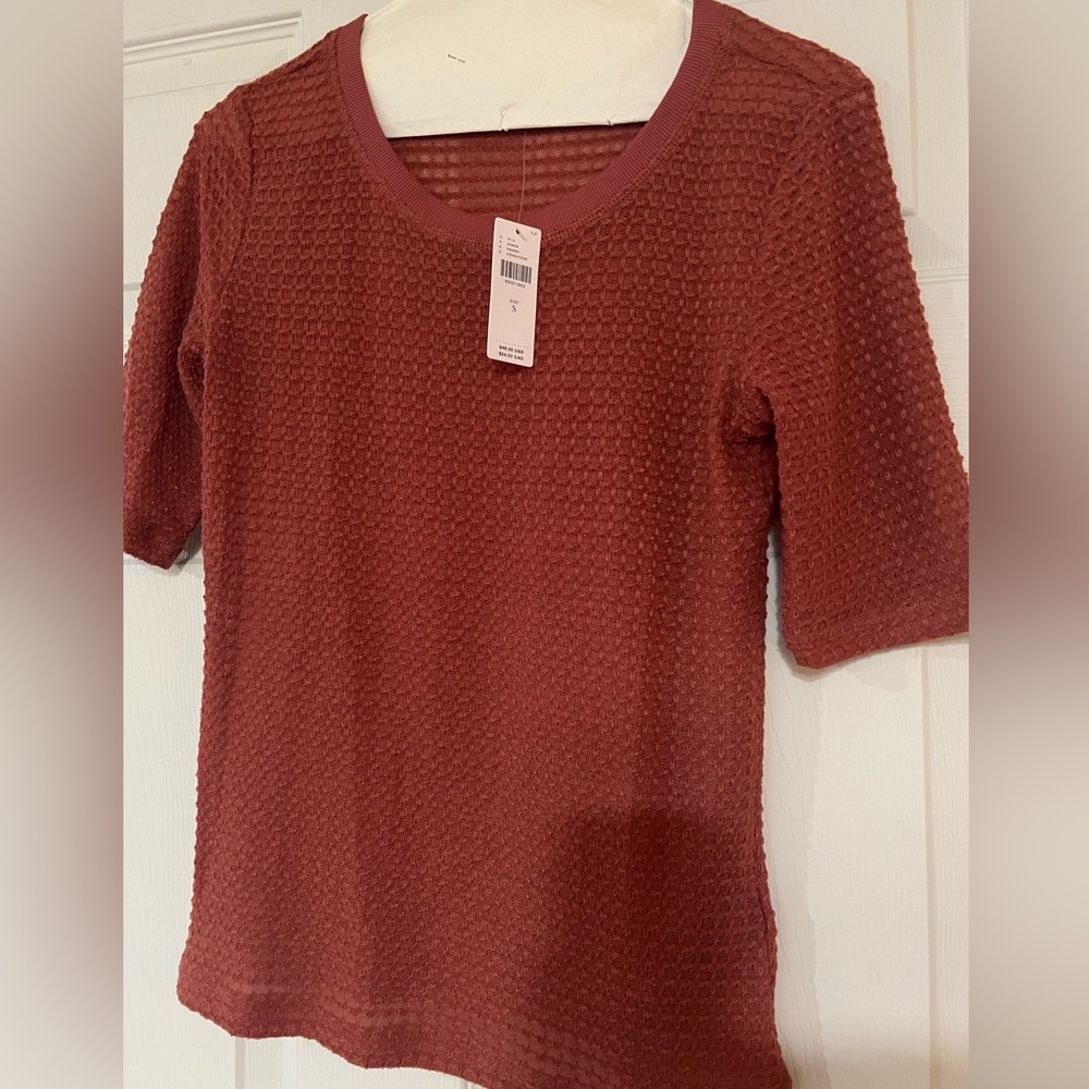 Pilcro Deep Red Textured Short Sleeve Tee